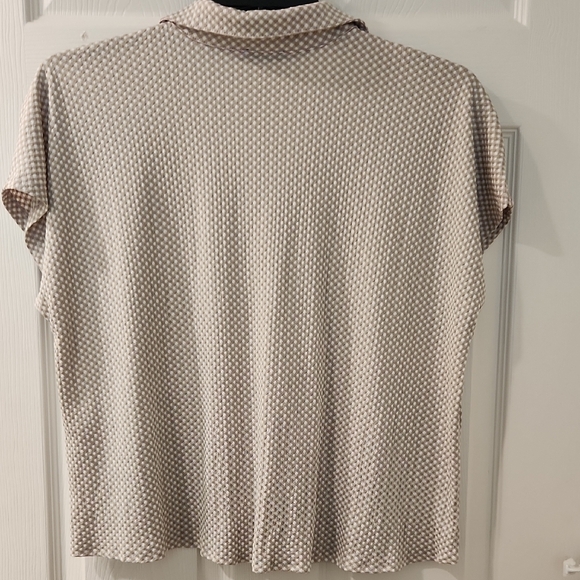 Jones New York Tan Checkered Blouse Women's Size Large - Picture 3 of 5